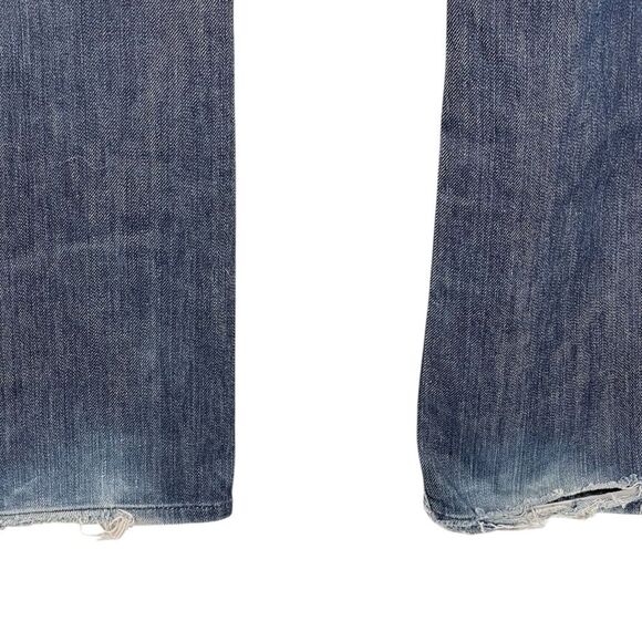 7 For All Mankind Boot Cut Men’s Size 38/35 dark wash distressed Denim Jeans - Picture 9 of 9